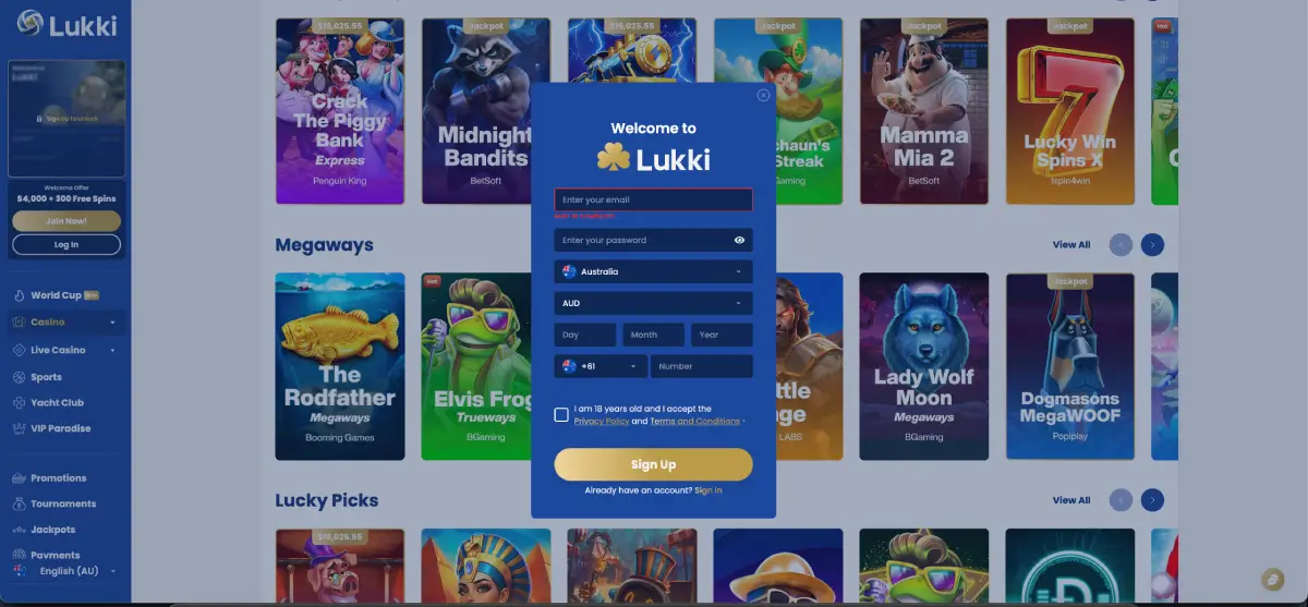 Lukki casino registration